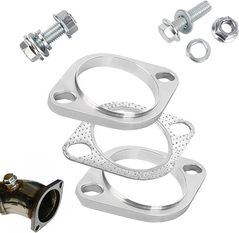 2 PCS Car Exhaust Flange Repair Kit, 2.5 Inches Exhaust Flange Connection Kit with Bolts, Stainless Steel Exhaust System Replacement Parts, Universal for Most Cars in Saudi Arabia