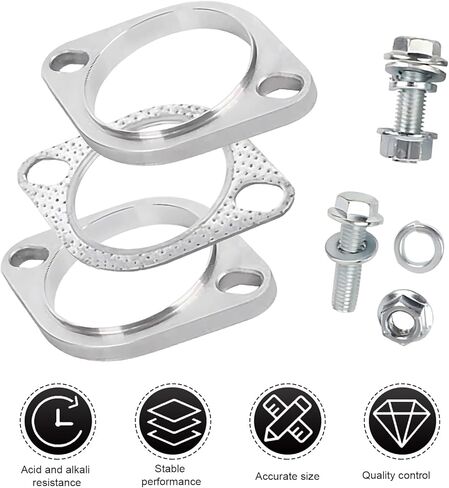 2 PCS Car Exhaust Flange Repair Kit, 2.5 Inches Exhaust Flange Connection Kit with Bolts, Stainless Steel Exhaust System Replacement Parts, Universal for Most Cars in Saudi Arabia
