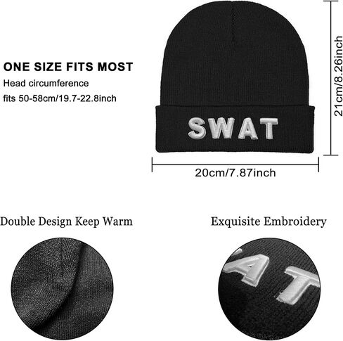 Embroidered Security Beanies Hats for Men Women Knit Winter Cap, Warm Security Skull Caps Gifts for Men Women in Saudi Arabia