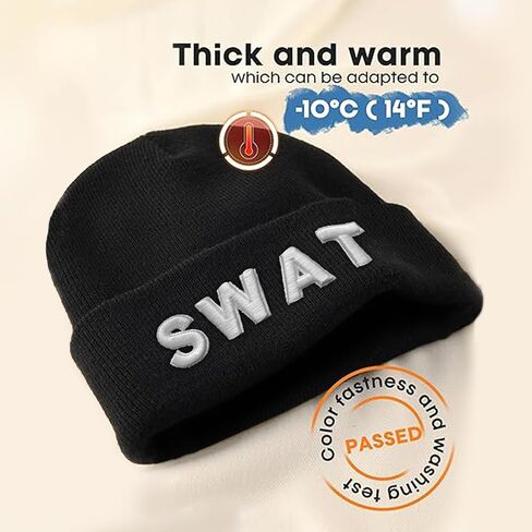 Embroidered Security Beanies Hats for Men Women Knit Winter Cap, Warm Security Skull Caps Gifts for Men Women in Saudi Arabia