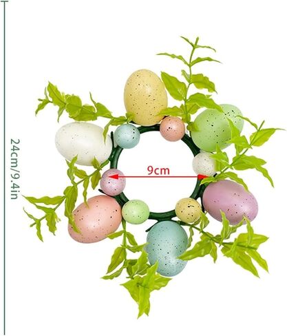 Easter Egg Candle Rings Wreaths Artificial Foliage Leaves Berry and Egg Wreath for Easter Holiday Home Kitchen Table Door in Saudi Arabia