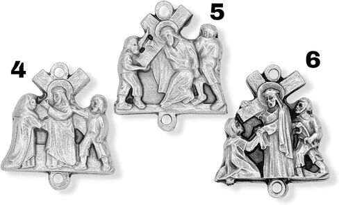 Caritas et Fides Stations of the Cross Medals Set of 14, Made in Italy - Rosary Parts to Make Stations of the Cross Rosary Chaplet, Height 7/8" to 1" Per Medal in Saudi Arabia