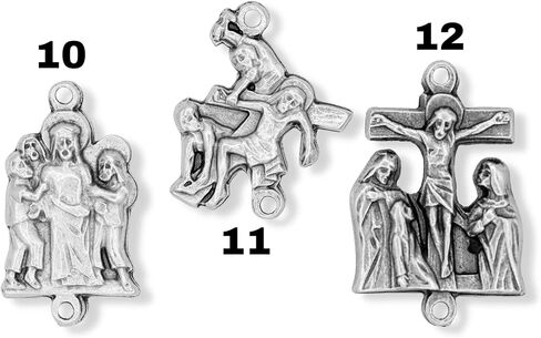 Caritas et Fides Stations of the Cross Medals Set of 14, Made in Italy - Rosary Parts to Make Stations of the Cross Rosary Chaplet, Height 7/8" to 1" Per Medal in Saudi Arabia
