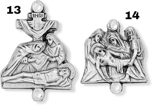 Caritas et Fides Stations of the Cross Medals Set of 14, Made in Italy - Rosary Parts to Make Stations of the Cross Rosary Chaplet, Height 7/8" to 1" Per Medal in Saudi Arabia