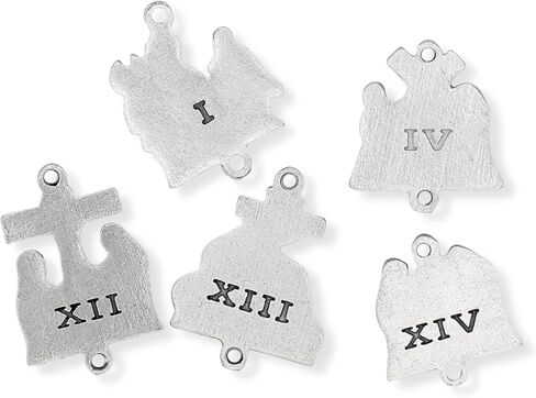 Caritas et Fides Stations of the Cross Medals Set of 14, Made in Italy - Rosary Parts to Make Stations of the Cross Rosary Chaplet, Height 7/8" to 1" Per Medal in Saudi Arabia