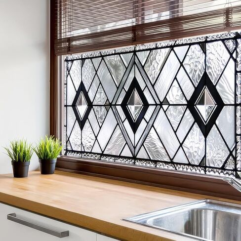 Privacy Window Film 39.3×17.7 Inchs Home Decorative Glass Window Film PVC Static Cling Sticker for Glass Door Home and Office Bathrooms Glass Sticker in Saudi Arabia