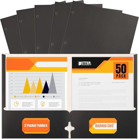 Two Pocket Portfolio Folders, 50-Pack, Brown, Letter Size Paper Folders, by Better Office Products, 50 Pieces, Brown in Saudi Arabia