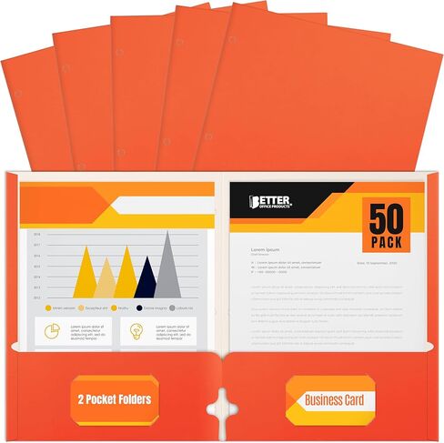 Two Pocket Portfolio Folders, 50-Pack, Brown, Letter Size Paper Folders, by Better Office Products, 50 Pieces, Brown in Saudi Arabia