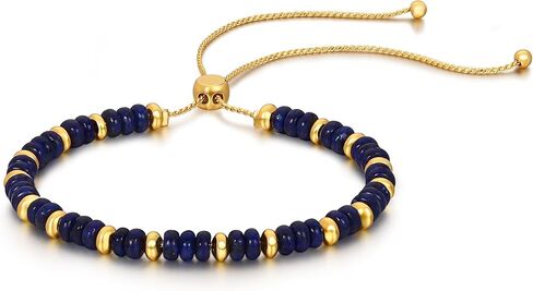 Dainty Natural Stone Bracelet for Women Trendy Colorful Beaded Bracelet 14K Gold Plated Adjustable Slider Bracelets Jewelry in Saudi Arabia