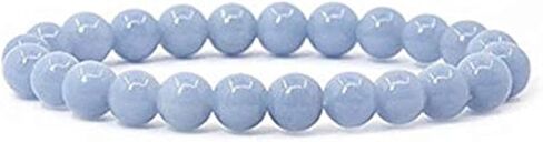 8 mm Genuine AAA Grade Knotted Blue Angelite Mala Beads Necklace, Blue Angelite Bracelet, Angels Stone, Spiritual & Psychic Growth, Enhanced Intuition (8 mm Angelite Bracelet) in Saudi Arabia