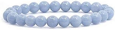 8 mm Genuine AAA Grade Knotted Blue Angelite Mala Beads Necklace, Blue Angelite Bracelet, Angels Stone, Spiritual & Psychic Growth, Enhanced Intuition (8 mm Angelite Bracelet) in Saudi Arabia