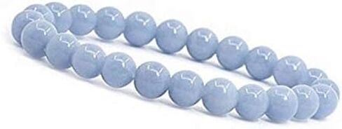 8 mm Genuine AAA Grade Knotted Blue Angelite Mala Beads Necklace, Blue Angelite Bracelet, Angels Stone, Spiritual & Psychic Growth, Enhanced Intuition (8 mm Angelite Bracelet) in Saudi Arabia