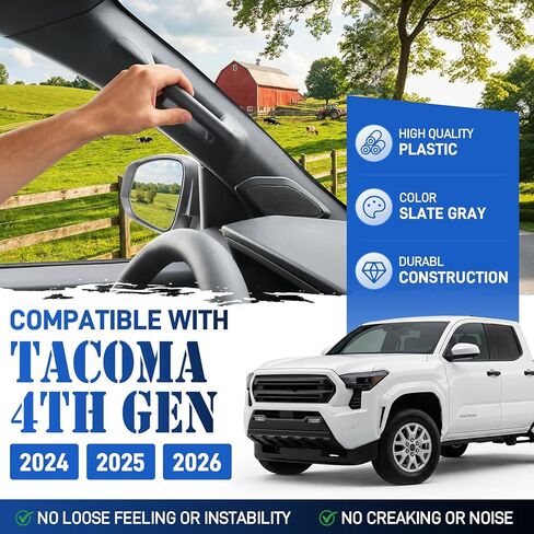 مقبض حمل على عمود على جانب السائق متوافق مع Toyota Tacoma 2024-2026 (الجيل الرابع)، نسيج على طراز OEM يطابق جانب الركاب، هيكل متين، لا صرير أو خشخشة، تركيب سهل بدون حفر in Kuwait
