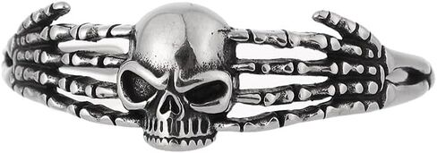 TURTLEDOVE Gothic Punk Skull Bangle - Skeleton Stainless Steel Breacelet - Heavy Metal Biker Jewelry in Saudi Arabia