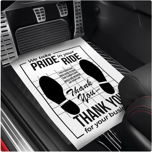 50 PCS Car Paper Floor Mats, 16 x 20 Inch Vehicle Disposable Floor Pad Protective Papers, Waterproof Thank You Mats Universal Foot Pads for Car Detailing Detail Wash (White) in Saudi Arabia