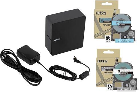 LABELWORKS Epson LW-C610PXADPT-BLK حزمة الشتاء - صانع الملصقات، المحول والرمادي على الأزرق والأبيض على شريط شفاف in Saudi Arabia