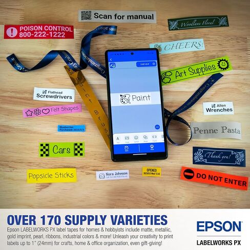 LABELWORKS Epson LW-C610PXADPT-BLK حزمة الشتاء - صانع الملصقات، المحول والرمادي على الأزرق والأبيض على شريط شفاف in Saudi Arabia