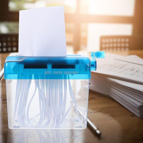 HEMOTON Manual Hand Paper Shredder Portable Desktop Small Office Shredding Tool Blue for Home and School Use in Saudi Arabia