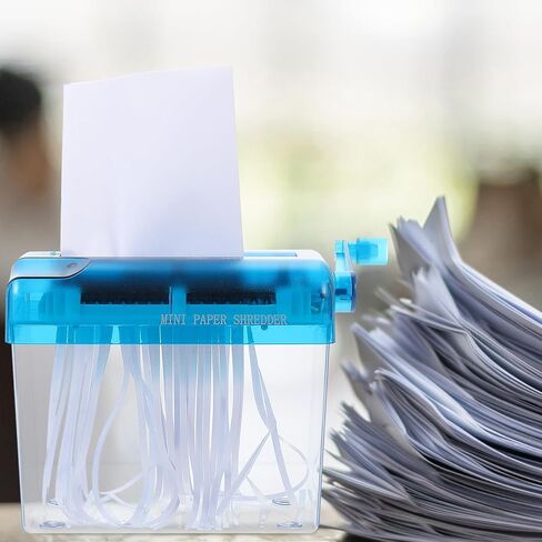 HEMOTON Manual Hand Paper Shredder Portable Desktop Small Office Shredding Tool Blue for Home and School Use in Saudi Arabia