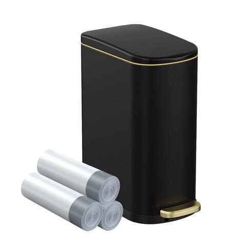 2.6 Gallon Slim Bathroom Trash Can with Soft Close Lid, 10L Stainless Steel Garbage Can with Removable Liner Bucket, for Narrow Spaces,Bathroom, Bedroom (Silver) in Kuwait