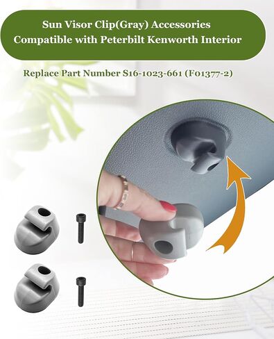 2Pcs Sun Visor Clip Pair Gray Interior-Bone Fits for Kenworth Peterbilt Interior, Replace Part Number S16-1023-661(F01377-2) in Saudi Arabia