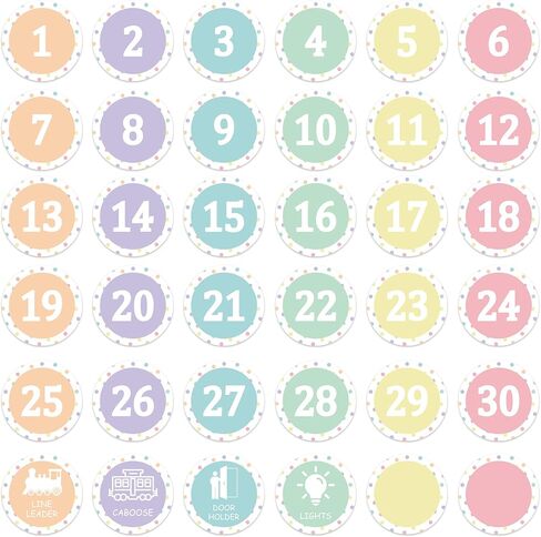 36PCS Pastel Number Spot Markers Stickers 4" Line up Spots for Classroom Floor Self Adhesive Vinyl Stickers Number Spot Markers Decals for Back to School Kindergarten Preschool Elementary Supplies in Saudi Arabia