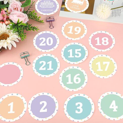 36PCS Pastel Number Spot Markers Stickers 4" Line up Spots for Classroom Floor Self Adhesive Vinyl Stickers Number Spot Markers Decals for Back to School Kindergarten Preschool Elementary Supplies in Saudi Arabia