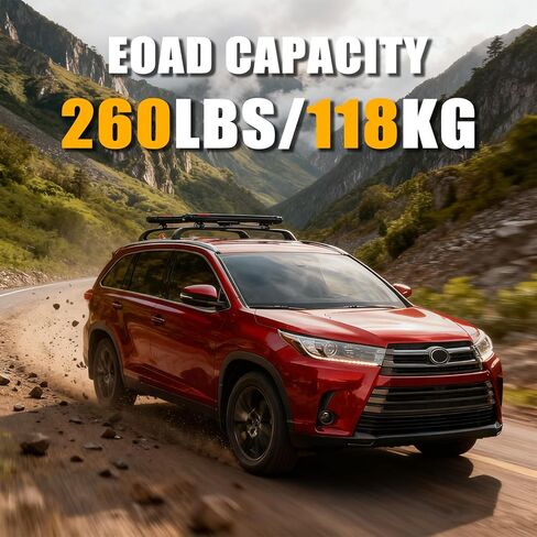 قضبان متقاطعة لحامل السقف من Zorik لسيارة Toyota Highlander 2020-2024 XLE/Limited/Platinum مع قضبان جانبية للسقف، نظام قفل بسعة 260 رطل، تركيب بدون حفر لصندوق الشحن، قوارب الكاياك، التزلج in Saudi Arabia