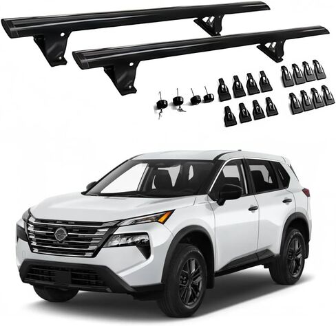 220lbs Lockable Roof Racks Cross Bars Fits for Nissan Rogue 2021-2025 (Without Side Rails), Aluminum Adjustable Anti-Rust/Theft Rail Crossbar Cargo Carrier Luggage Bike Canoe,Black Matte Coated in Kuwait