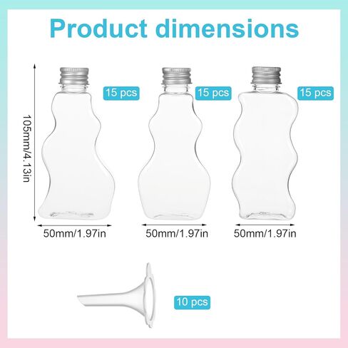 Pafeooui 45 Pack 2.5 Oz Plastic Sand Art Bottles with Lids and Funnels, Clear Bulk 3 Styles Wave Shaped Container Craft Supply for Parties, Wedding Favors, DIY Decor in Saudi Arabia