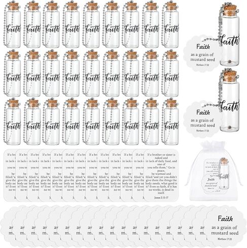 Chuangdi 30 Sets Mustard Seed Gift Mustard Seed Faith Glass Bottle Charms with Card Religious Small Faith Wedding Baptism Inspirational Church Gifts for Women Men in Saudi Arabia