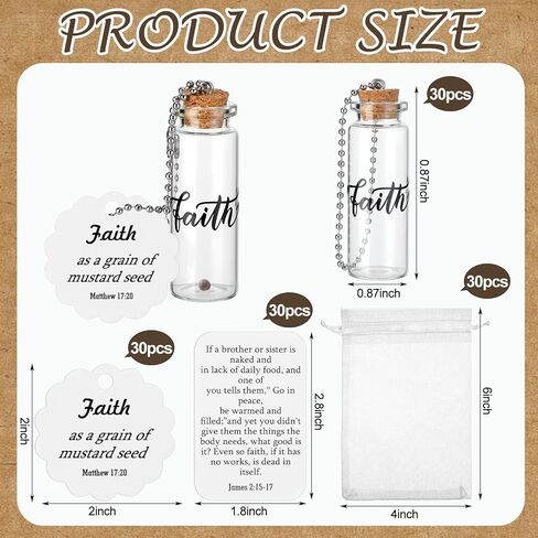 Chuangdi 30 Sets Mustard Seed Gift Mustard Seed Faith Glass Bottle Charms with Card Religious Small Faith Wedding Baptism Inspirational Church Gifts for Women Men in Saudi Arabia