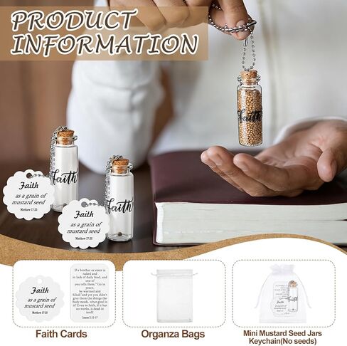 Chuangdi 30 Sets Mustard Seed Gift Mustard Seed Faith Glass Bottle Charms with Card Religious Small Faith Wedding Baptism Inspirational Church Gifts for Women Men in Saudi Arabia