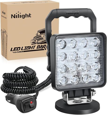 Nilight LED ضوء بار 4 بوصة 48 واط مربع المحمولة الفيضانات جراب ولاعة السجائر بالطاقة مع الأسلاك قاعدة مغناطيسية 16 المصابيح الضباب القيادة سقف العمل أضواء الوفير لشاحنة جرار عربة الغولف UTV in Saudi Arabia