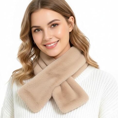 Barelove Short Women's Faux Fur Collar Scarf Wrap, Cold Winter Warm Stole Scarf Shawl Shrug Neck Warmer Wrap in Kuwait