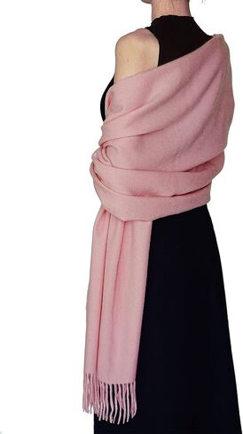 وشاح شال من الصوف بنسبة 100% للنساء - لفافة باشمينا ناعمة كبيرة الحجم، بطانية سفر في أوائل الربيع in Saudi Arabia