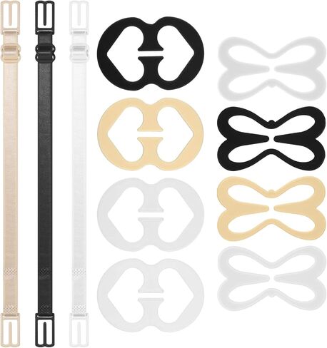 11 Pcs Bra Strap Clips for Racerback, Bra Strap Holders for Slipping Adjustable Conceal Bras Straps Clips for Full Cup Size, Ballet Dance (Black, White, Nude, Clear) in Saudi Arabia