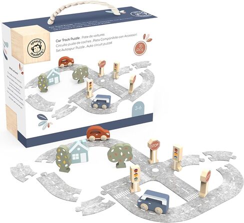 مجموعة سيارات لعبة خشبية من سبيدي مونكي - 6 مركبات صغيرة ملونة في علبة خشبية للأطفال - مجموعة سيارات لعب تظاهرية معتمدة من مجلس رعاية الغابات (FSC) للأولاد والبنات، تتضمن ألعاب عجلات الأطفال الصغار فرقة إطفاء وسيارة إسعاف in Kuwait