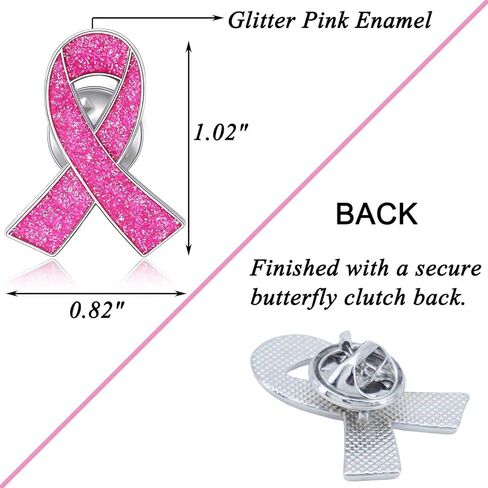 12/25/50/100/200 قطعة دبابيس للتوعية بسرطان الثدي، منتجات كبيرة للتوعية بسرطان الثدي، دبابيس شريطية وردية، إكسسوارات للنساء الناجيات من السرطان، هدية جمع التبرعات، وردي لامع in Kuwait