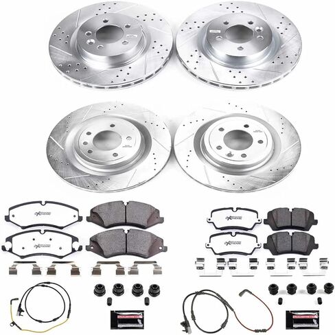 طقم فرامل أمامية وخلفية Power Stop لسيارة Land Rover Discovery 2017 - وسادات فرامل سيراميك من ألياف الكربون للشاحنة والقطر واستبدال الدوارات المحفورة والمشقوقة، K7260-36 in Kuwait