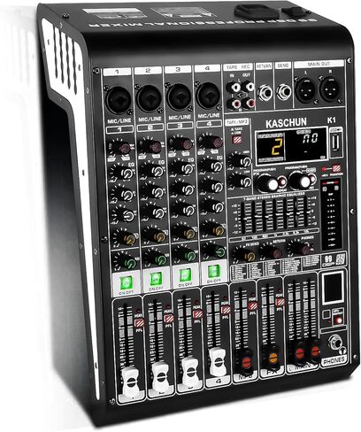 خلاط صوت احترافي، خلاط واجهة صوت 4 قنوات، صوت عكسي DSP 99 بت، 4 أوم 2 * 250 واط + استوديو مضخم طاقة بلوتوث 48 فولت، خلاط صوت، حفلة موسيقية، استوديو كاريوكي (EX4) in Kuwait