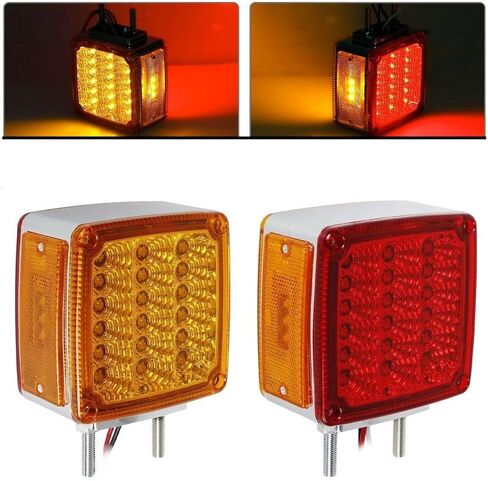 Pair of 39 LED Double Side Turn Signal Lights | Amber/Red Fender Marker & Clearance Lights for Semi Truck | Left & Right Hand Compatible in Saudi Arabia