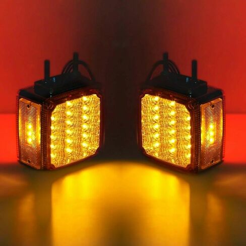 Pair of 39 LED Double Side Turn Signal Lights | Amber/Red Fender Marker & Clearance Lights for Semi Truck | Left & Right Hand Compatible in Saudi Arabia