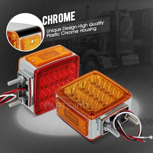 Pair of 39 LED Double Side Turn Signal Lights | Amber/Red Fender Marker & Clearance Lights for Semi Truck | Left & Right Hand Compatible in Saudi Arabia