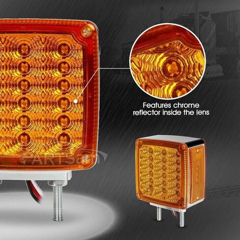 Pair of 39 LED Double Side Turn Signal Lights | Amber/Red Fender Marker & Clearance Lights for Semi Truck | Left & Right Hand Compatible in Saudi Arabia