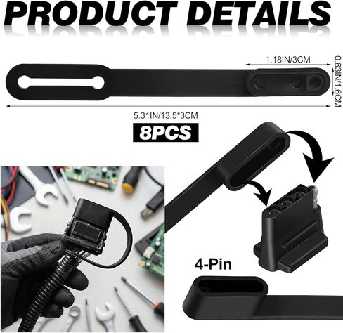 8 قطع من أغطية أسلاك موصل المقطورة المسطحة ذات 4 دبابيس، أغطية قابس جانبية مطاطية بأربعة اتجاهات للمركبة، تحمي من الأوساخ والماء لمقطورات شاحنات RV وسيارات الدفع الرباعي (أسود) in Kuwait