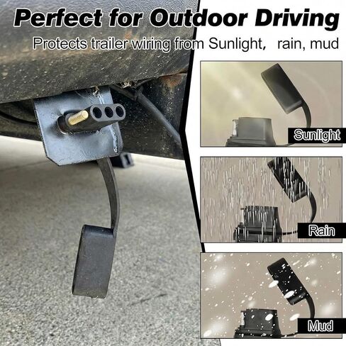 8 قطع من أغطية أسلاك موصل المقطورة المسطحة ذات 4 دبابيس، أغطية قابس جانبية مطاطية بأربعة اتجاهات للمركبة، تحمي من الأوساخ والماء لمقطورات شاحنات RV وسيارات الدفع الرباعي (أسود) in Kuwait