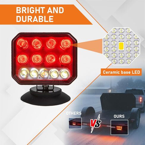 أضواء مقطورة لاسلكية، أضواء مقطورة LED مغناطيسية قابلة للتعديل مع عاكسات، مجموعة إضاءة ذيل السحب القابلة لإعادة الشحن للشاحنات والقوارب وRVs والمعسكرات، IP67 مقاومة للماء in Kuwait