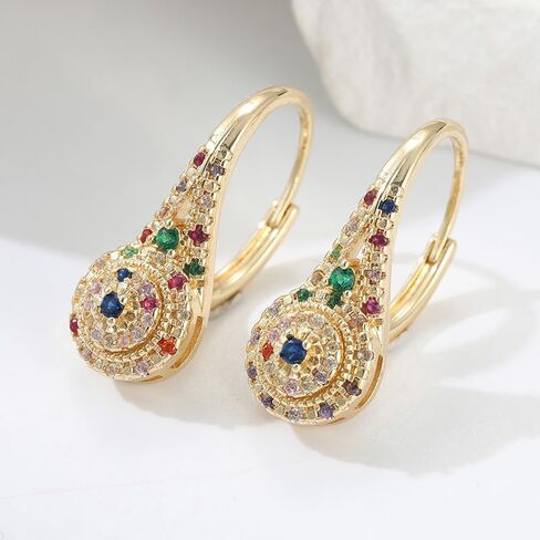 Elegant and Luxurious Multi-color Synthetic Zircon Earrings, Fashionable and Exquisite Banquet Jewelry in Saudi Arabia
