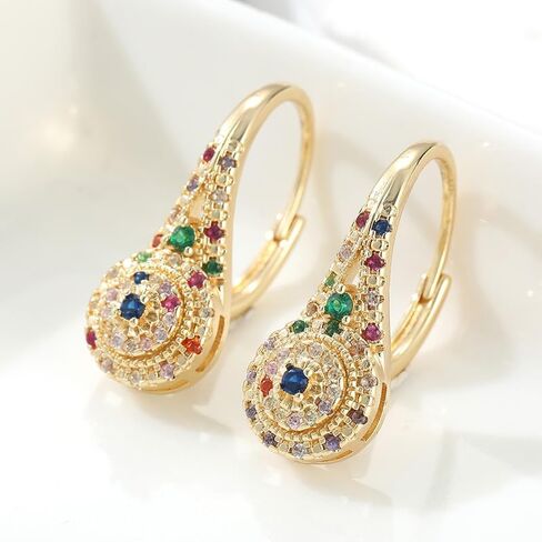 Elegant and Luxurious Multi-color Synthetic Zircon Earrings, Fashionable and Exquisite Banquet Jewelry in Saudi Arabia